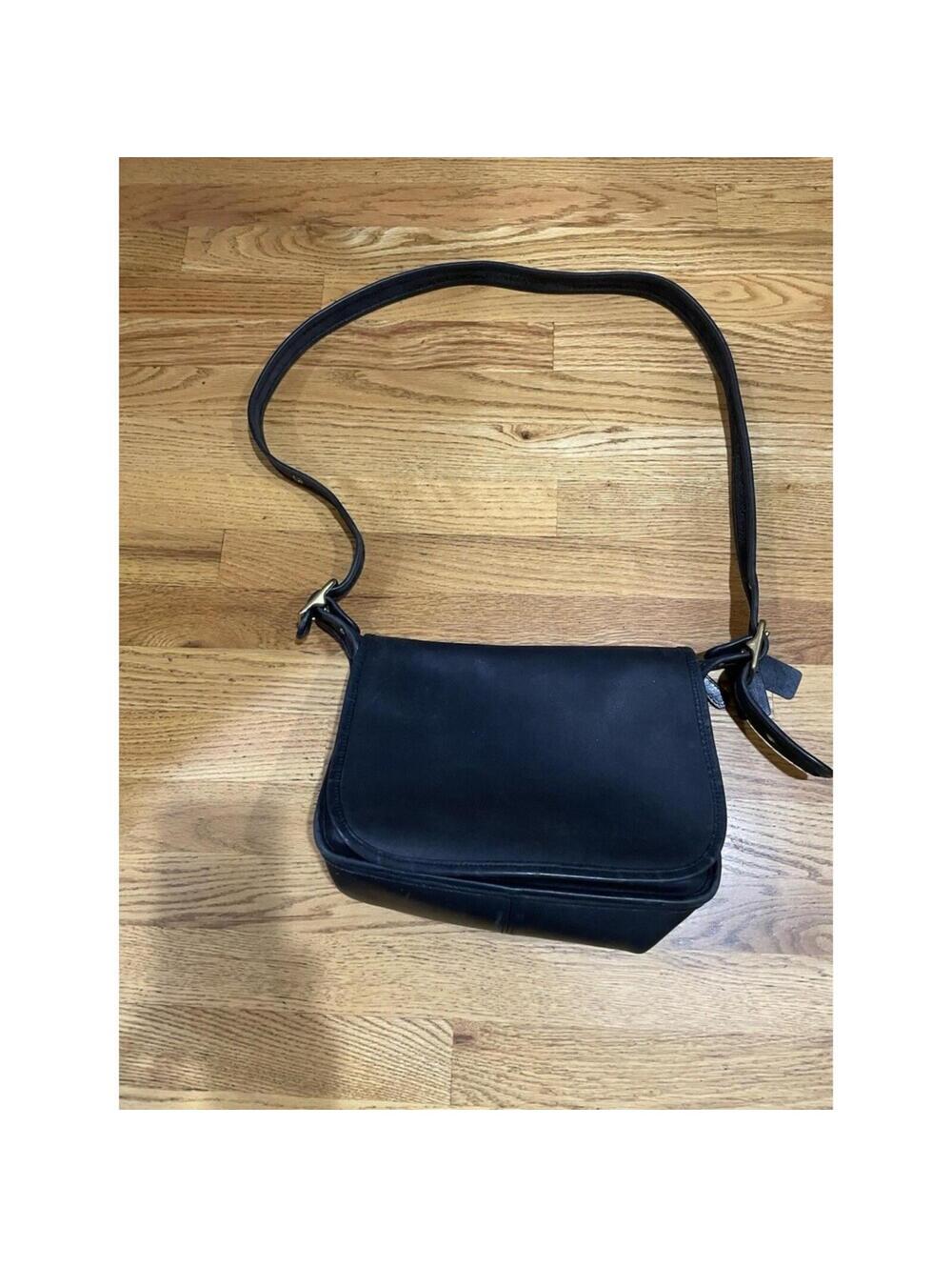 Vintage Coach Patricia's Legacy Crossbody Saddle Flap Bag 9951 Black Leather USA